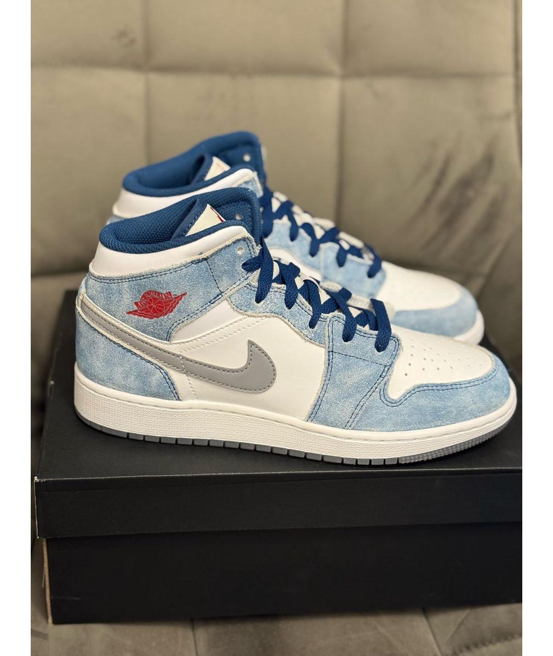 JORDAN Голубые кожаные кроссовки, фото 2