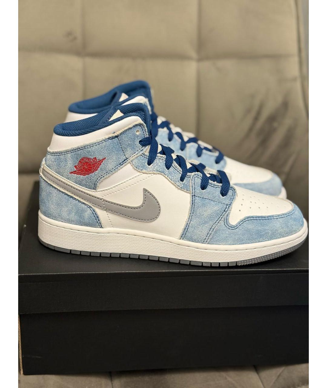 JORDAN Голубые кожаные кроссовки, фото 7