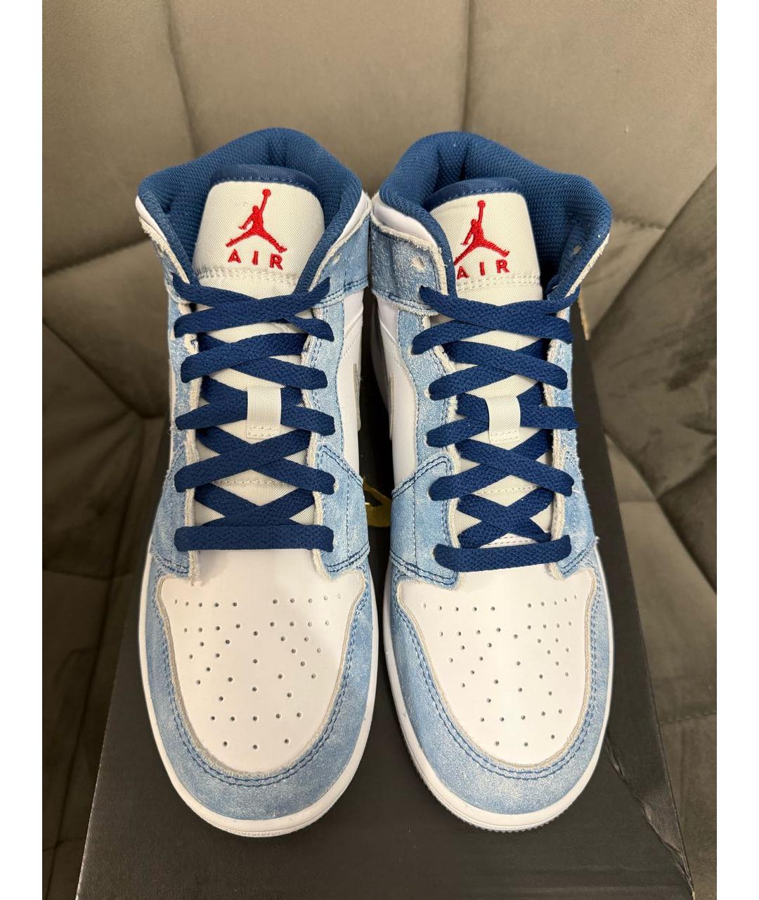 JORDAN Голубые кожаные кроссовки, фото 6