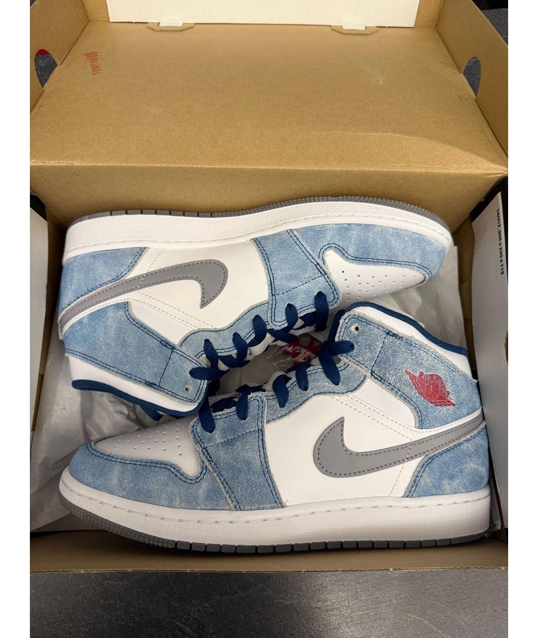 JORDAN Голубые кожаные кроссовки, фото 3