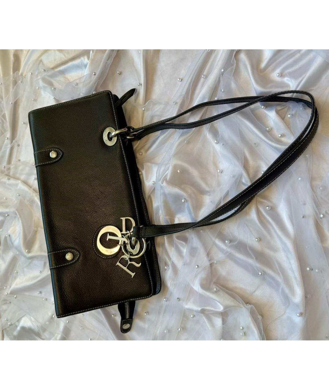 CHRISTIAN DIOR Черная кожаная сумка через плечо, фото 2