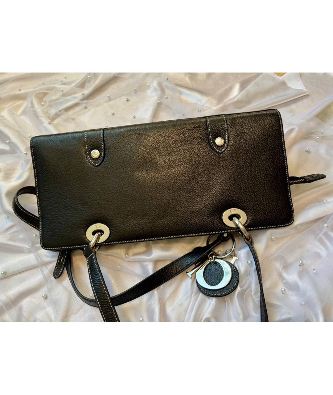 CHRISTIAN DIOR Черная кожаная сумка через плечо, фото 6