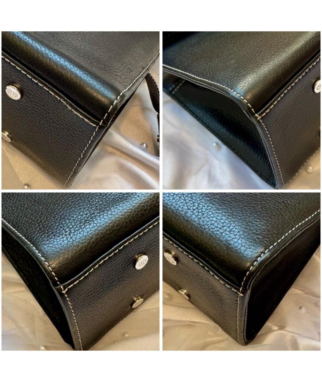 CHRISTIAN DIOR Черная кожаная сумка через плечо, фото 4