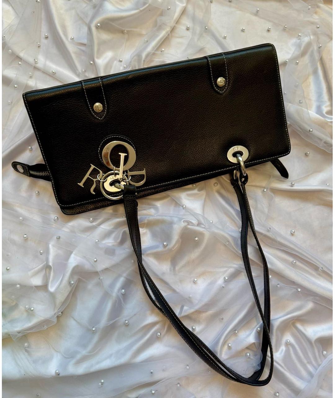 CHRISTIAN DIOR Черная кожаная сумка через плечо, фото 7