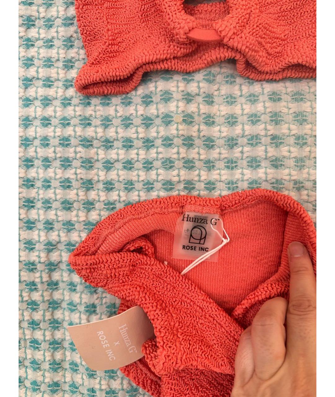 HUNZA G Коралловый полиамидовый купальник, фото 8