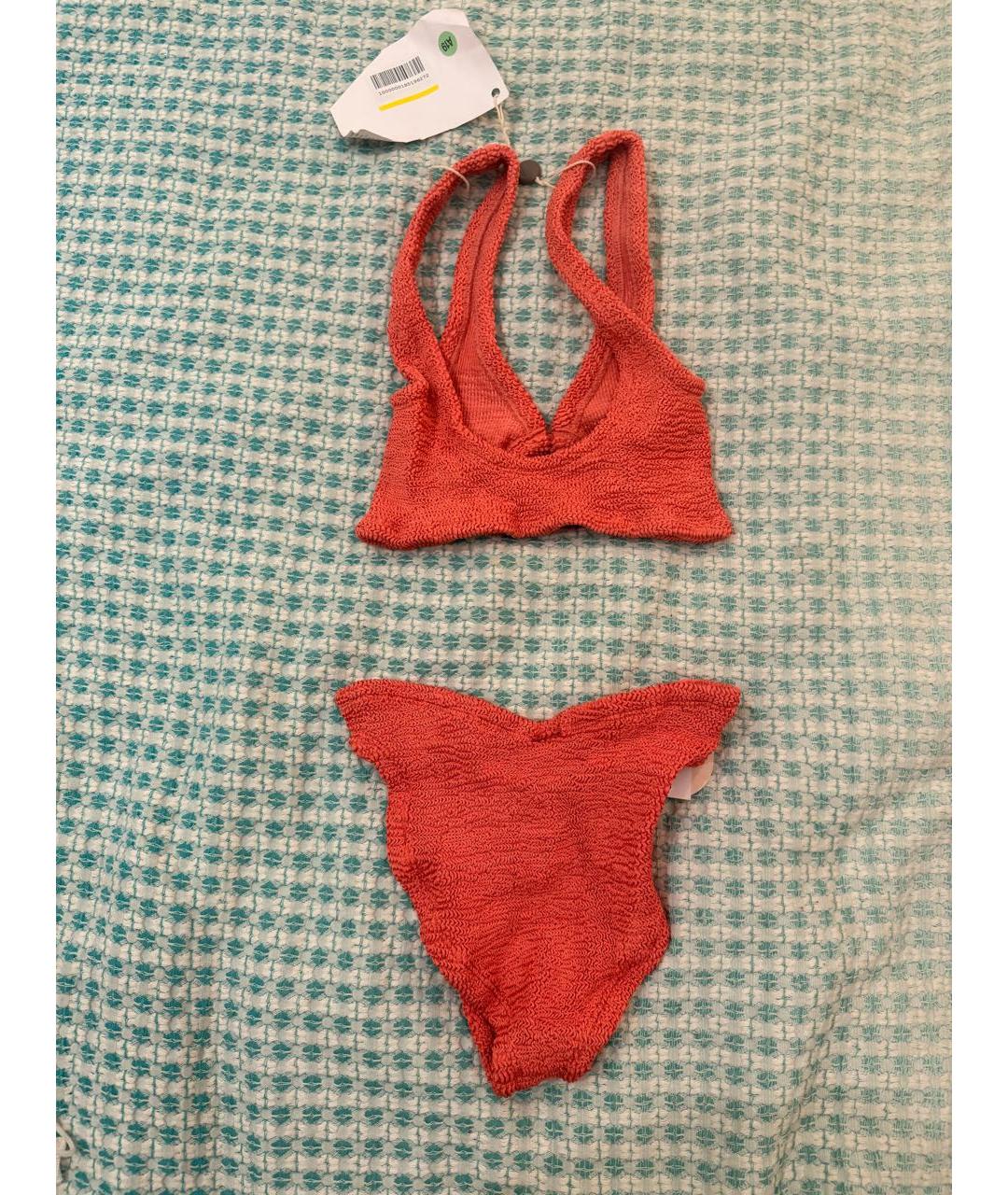 HUNZA G Коралловый полиамидовый купальник, фото 4