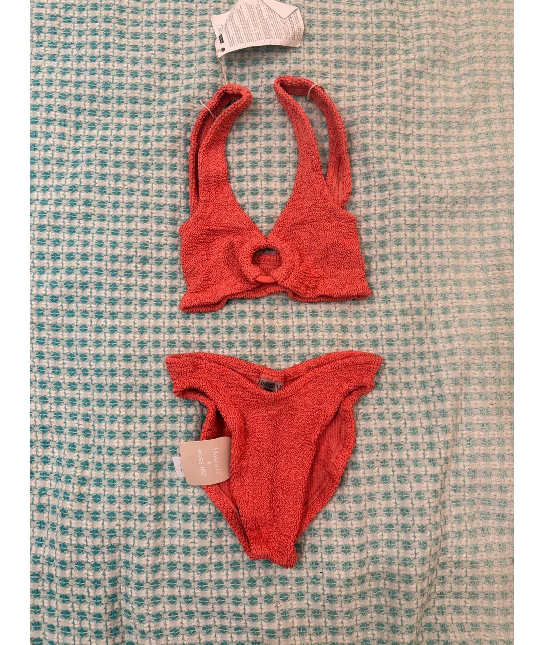 HUNZA G Коралловый полиамидовый купальник, фото 2