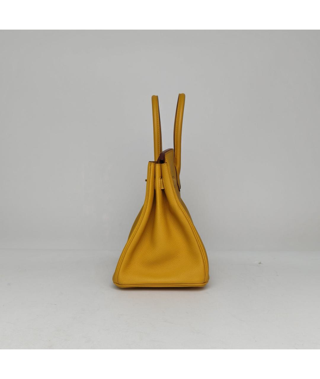 HERMES Желтая кожаная сумка через плечо, фото 3