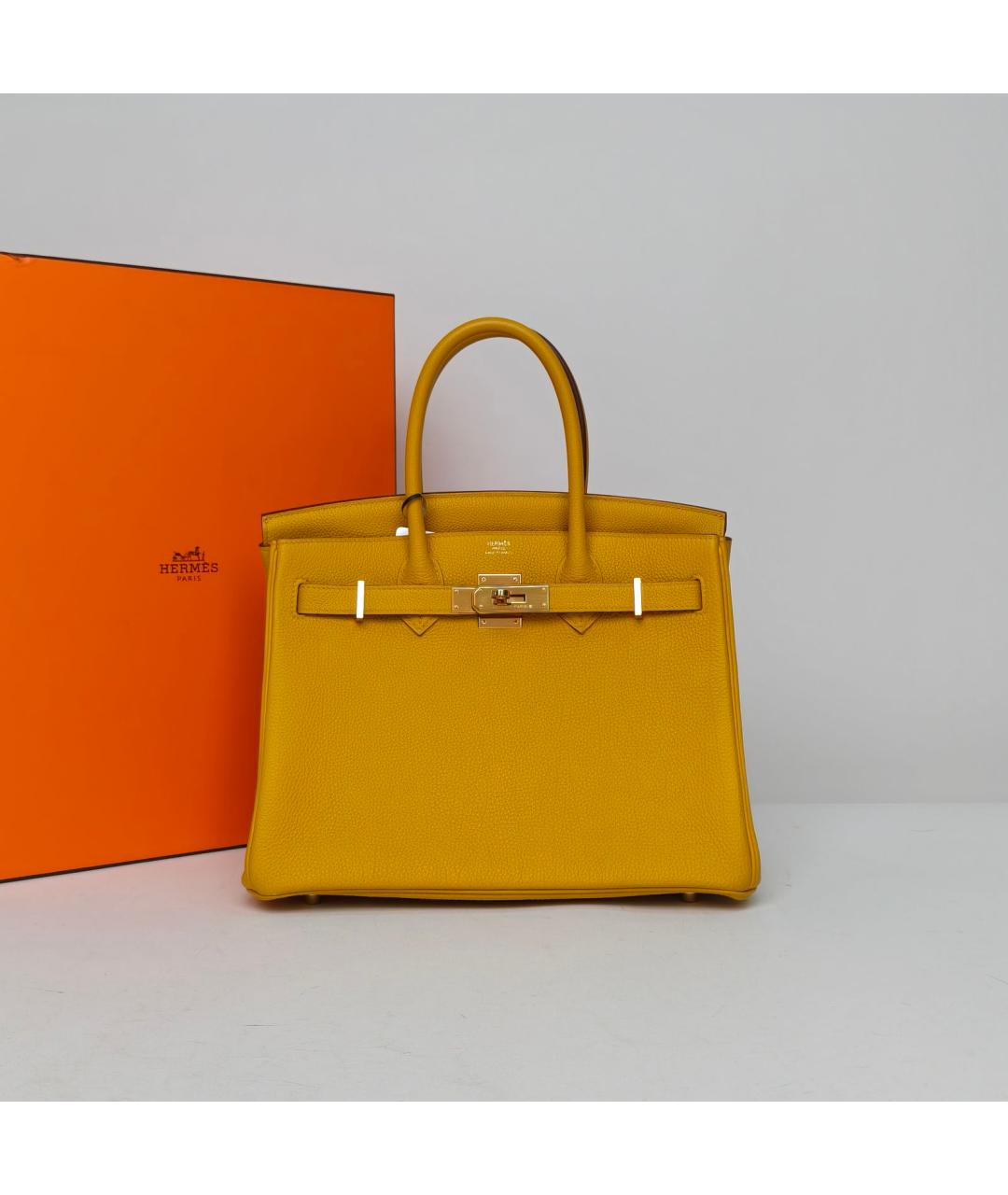 HERMES Желтая кожаная сумка через плечо, фото 9