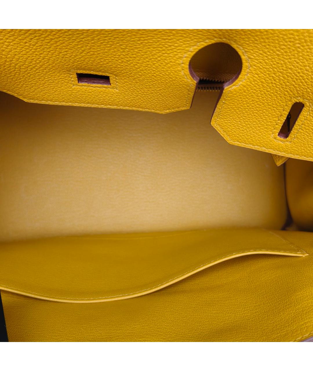 HERMES Желтая кожаная сумка через плечо, фото 7