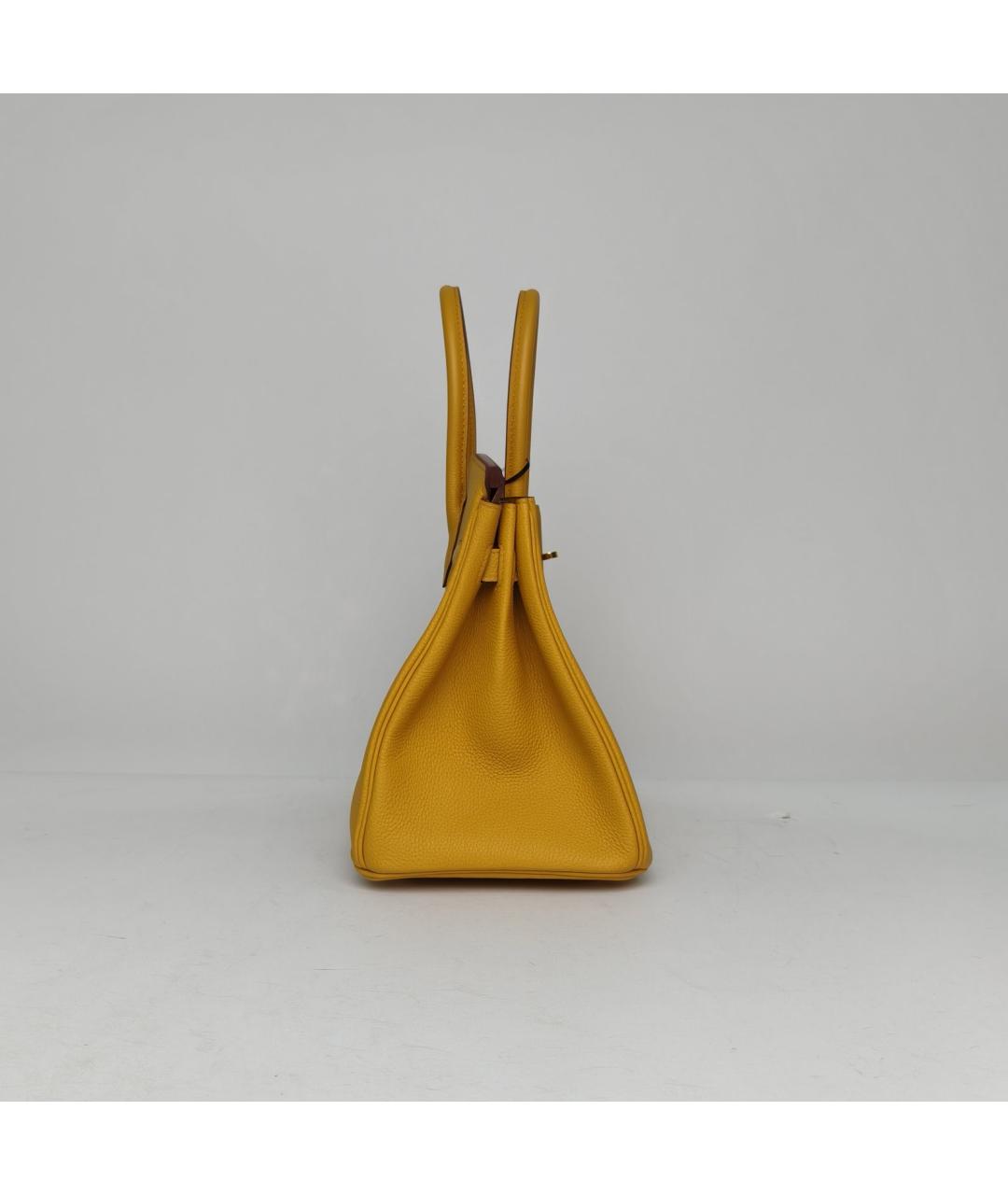 HERMES Желтая кожаная сумка через плечо, фото 5