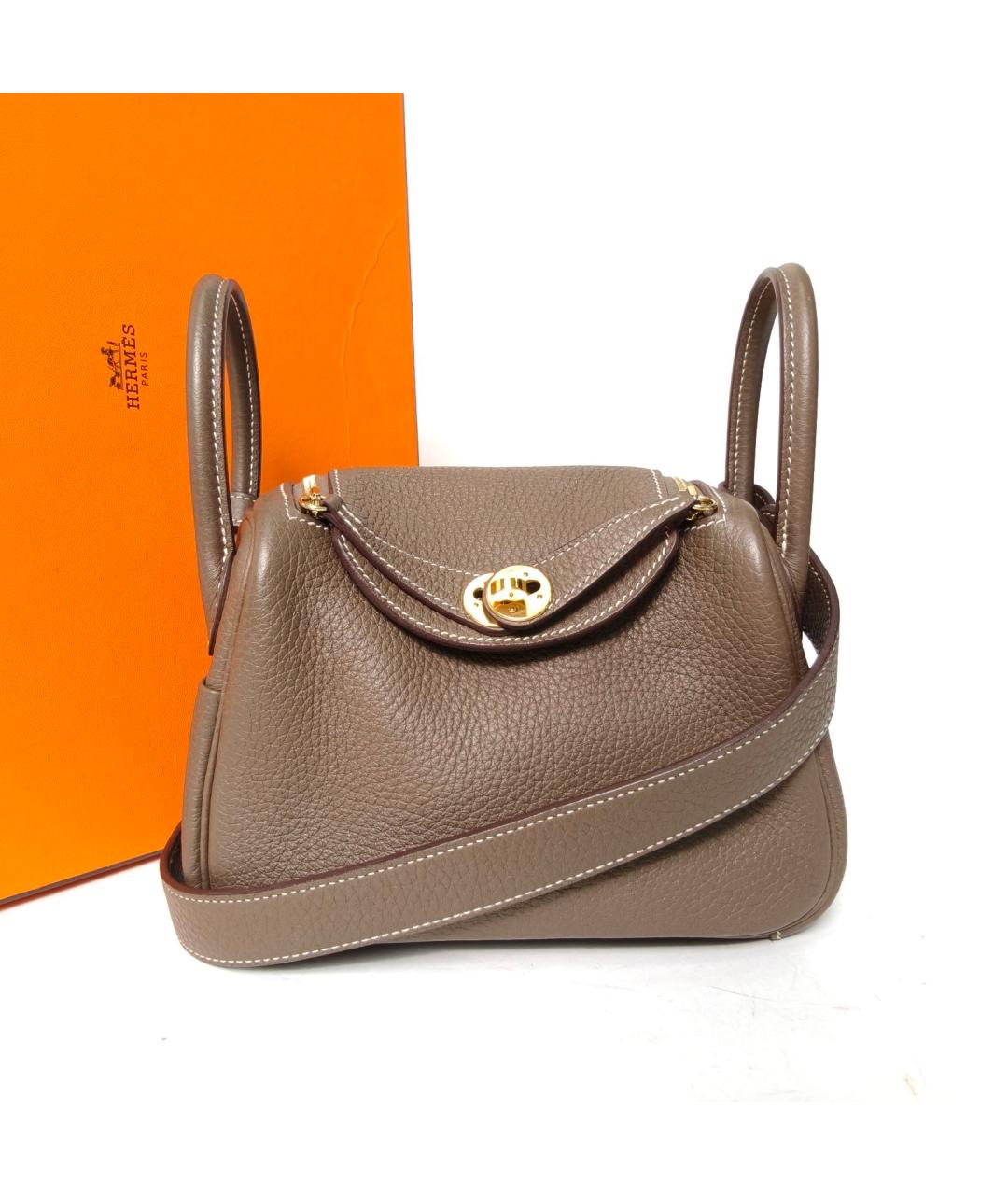HERMES Коричневая кожаная сумка через плечо, фото 9
