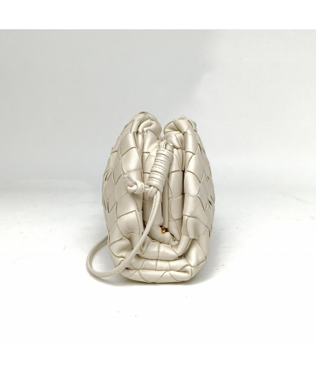 BOTTEGA VENETA Белая кожаная сумка через плечо, фото 3