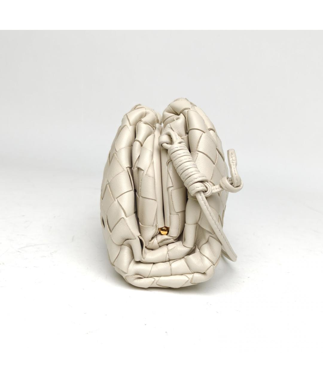 BOTTEGA VENETA Белая кожаная сумка через плечо, фото 5