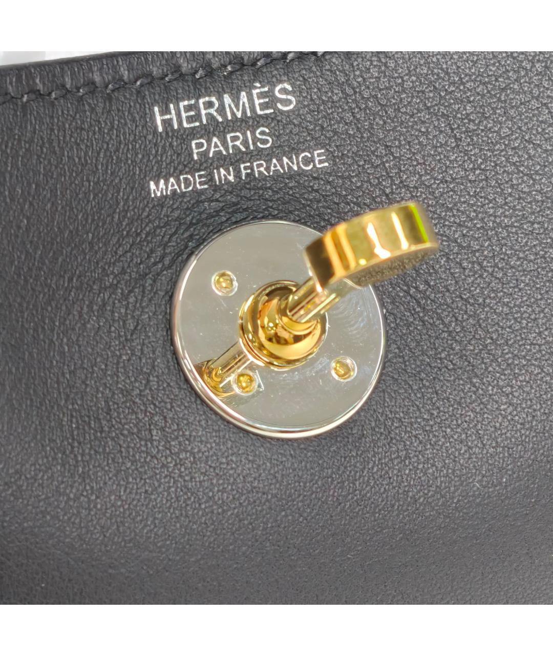 HERMES Черная кожаная сумка через плечо, фото 8