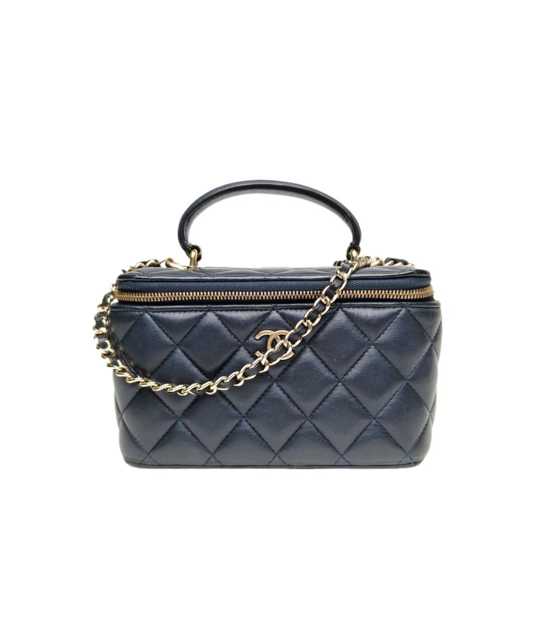 CHANEL Темно-синяя кожаная сумка через плечо, фото 9