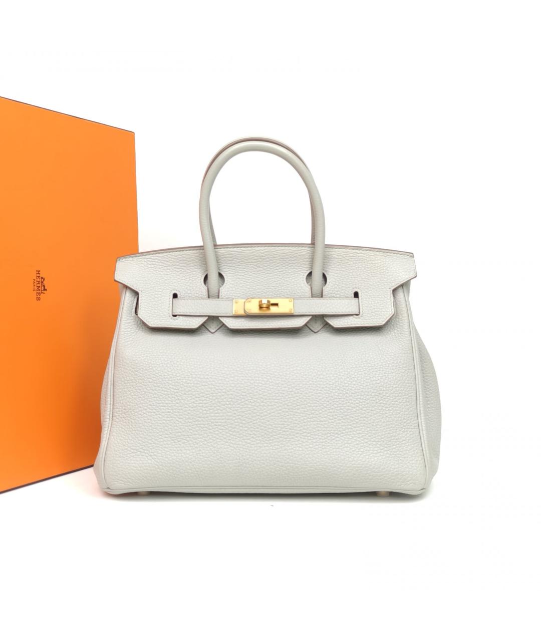 HERMES Серая кожаная сумка через плечо, фото 9