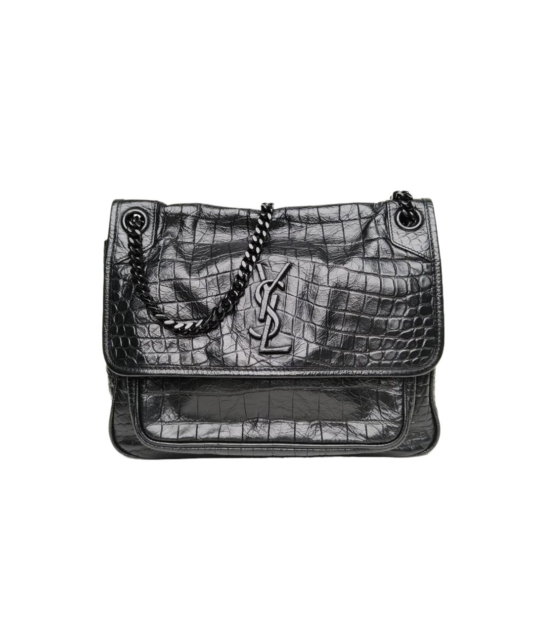 SAINT LAURENT Черная кожаная сумка через плечо, фото 1