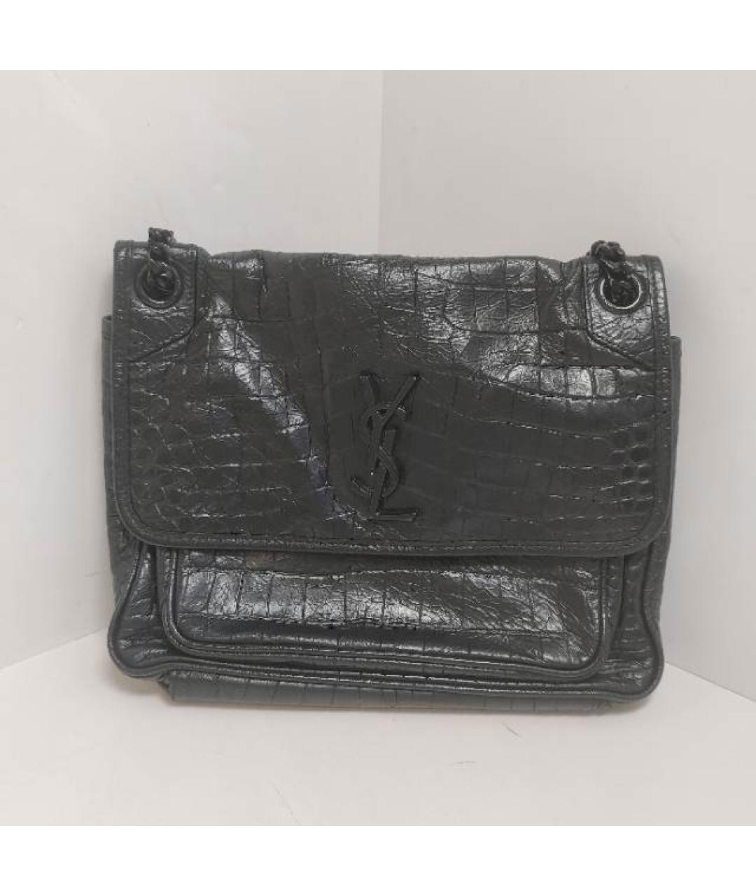 SAINT LAURENT Черная кожаная сумка через плечо, фото 9