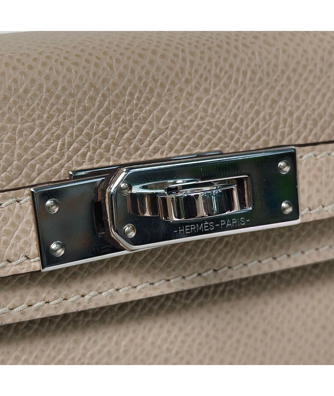 HERMES Бежевая кожаная сумка с короткими ручками, фото 7