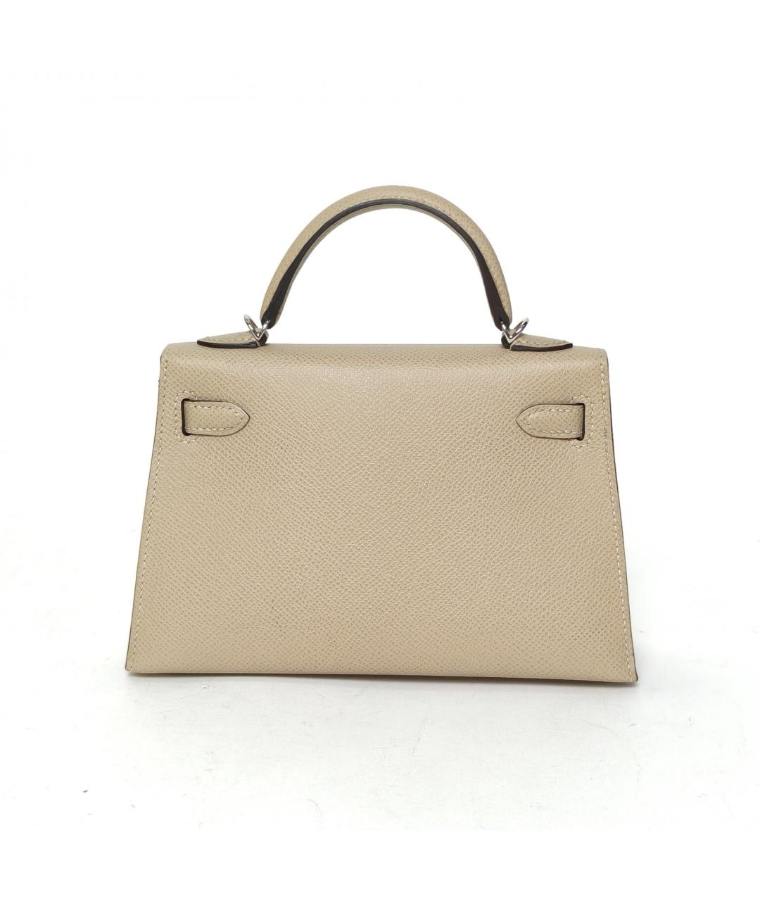 HERMES Бежевая кожаная сумка с короткими ручками, фото 4