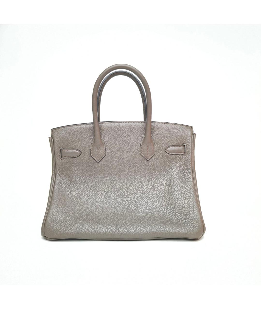 HERMES Серая кожаная сумка с короткими ручками, фото 4