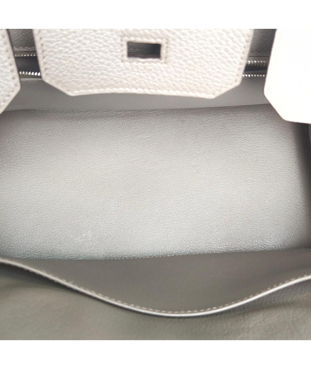 HERMES Серая кожаная сумка с короткими ручками, фото 8