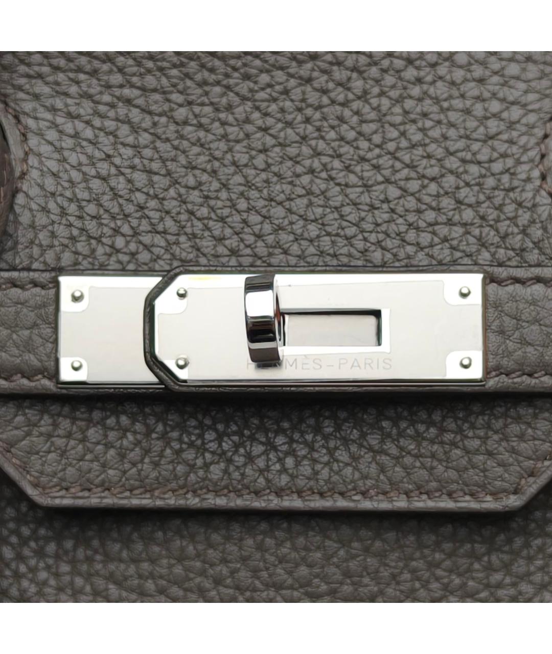 HERMES Серая кожаная сумка с короткими ручками, фото 7