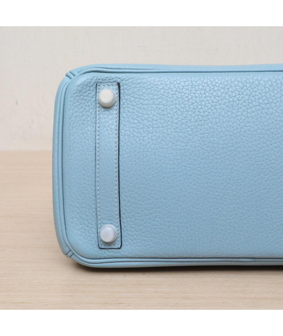 HERMES Голубая кожаная сумка с короткими ручками, фото 8