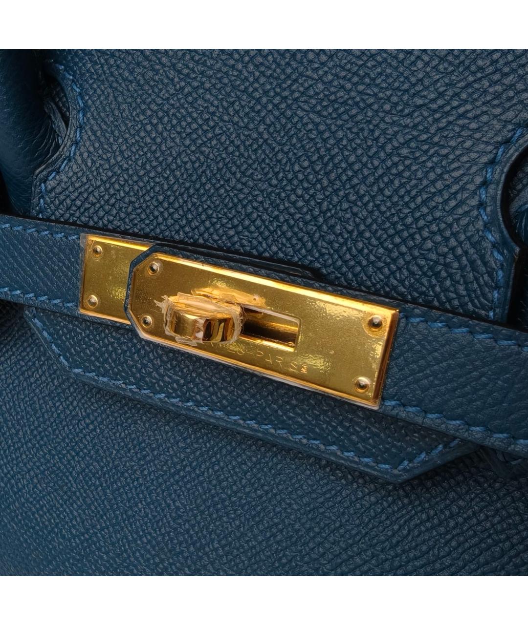 HERMES Синяя кожаная сумка с короткими ручками, фото 7