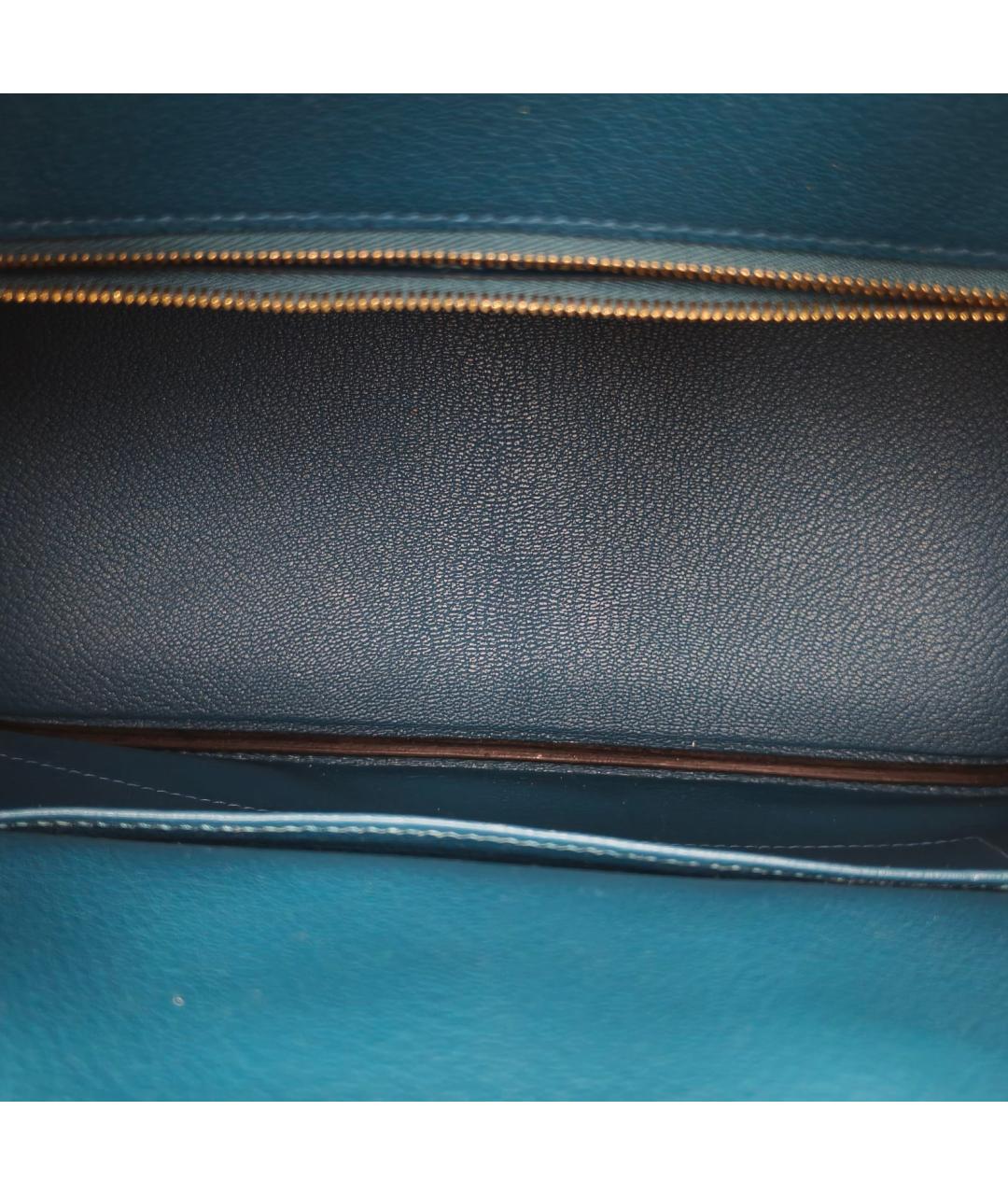 HERMES Синяя кожаная сумка с короткими ручками, фото 8