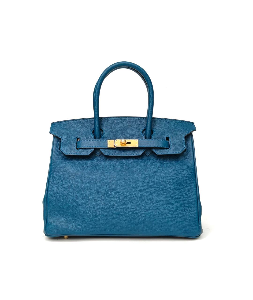 HERMES Синяя кожаная сумка с короткими ручками, фото 2