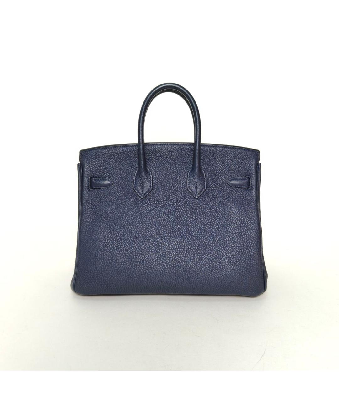 HERMES Синяя кожаная сумка с короткими ручками, фото 4