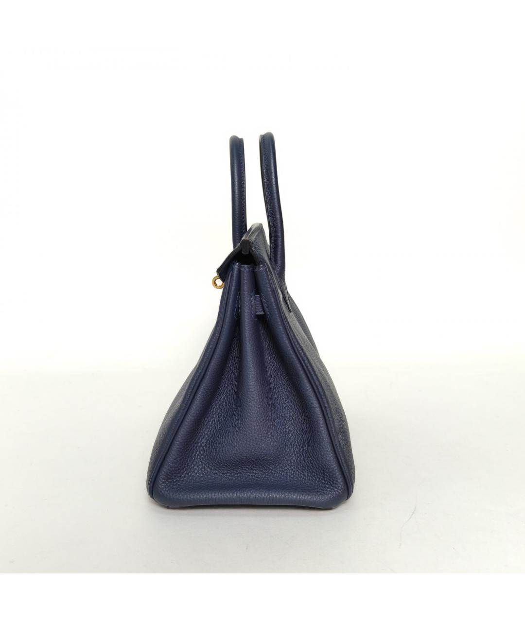 HERMES Синяя кожаная сумка с короткими ручками, фото 3