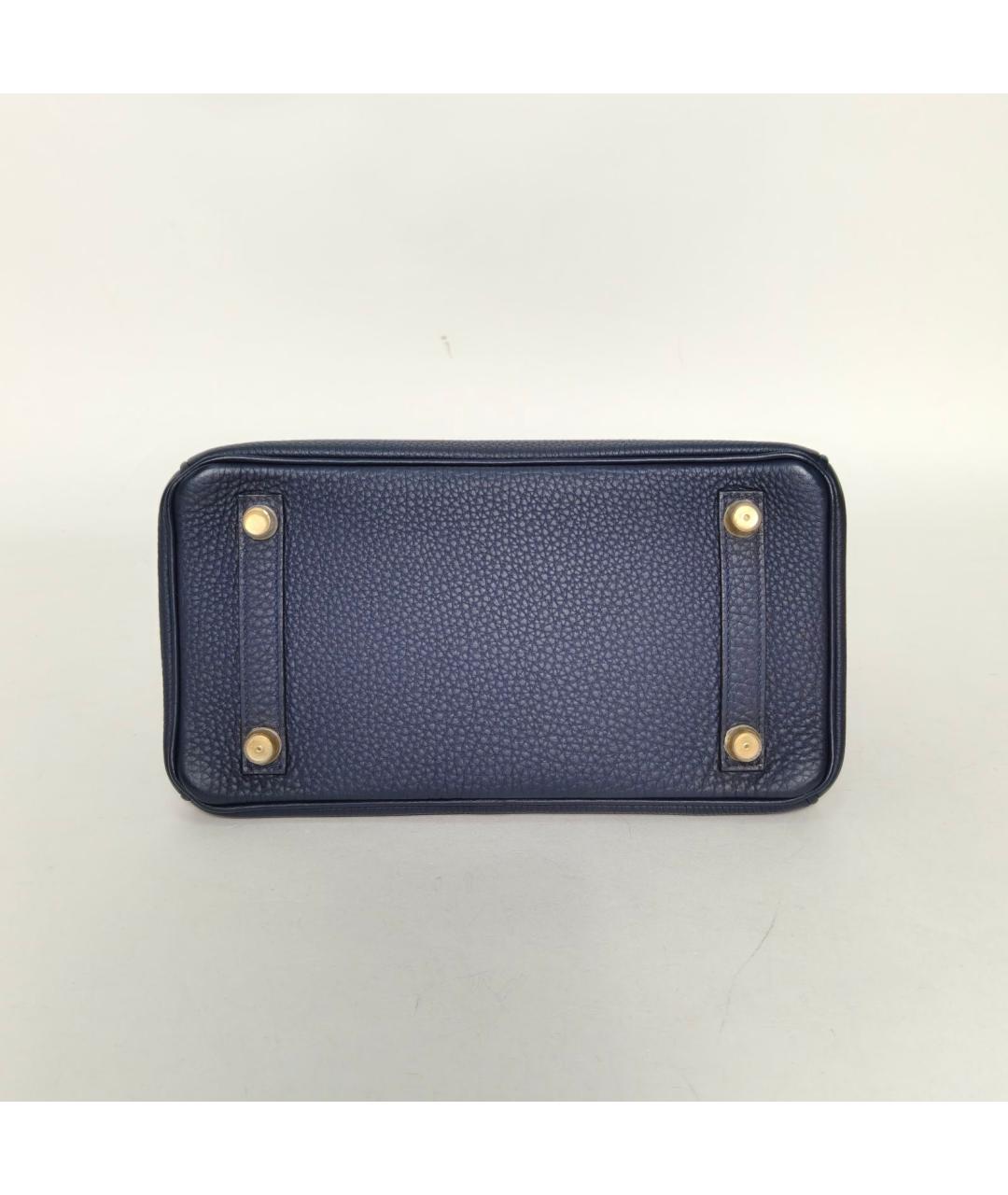 HERMES Синяя кожаная сумка с короткими ручками, фото 6