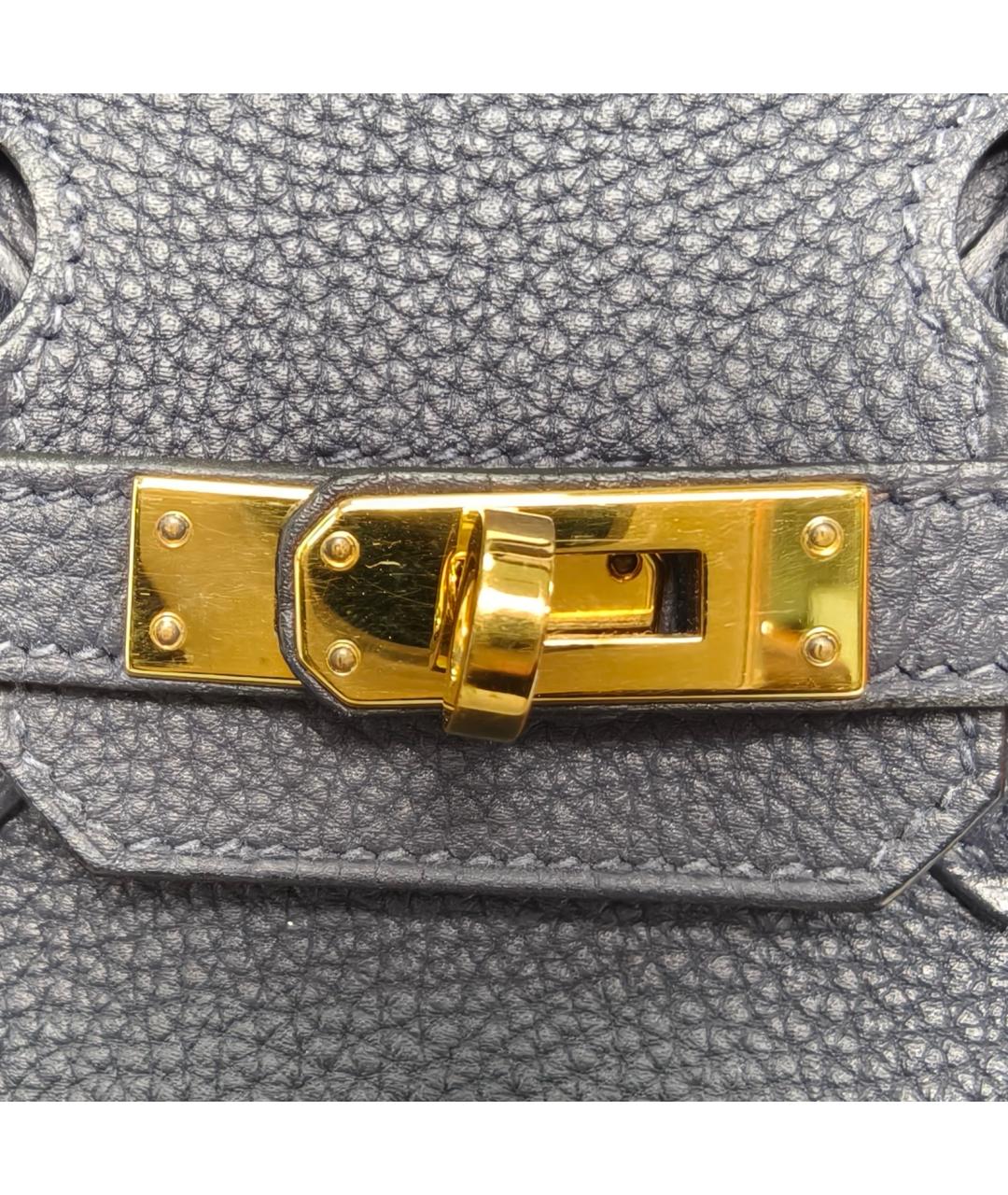 HERMES Синяя кожаная сумка с короткими ручками, фото 7