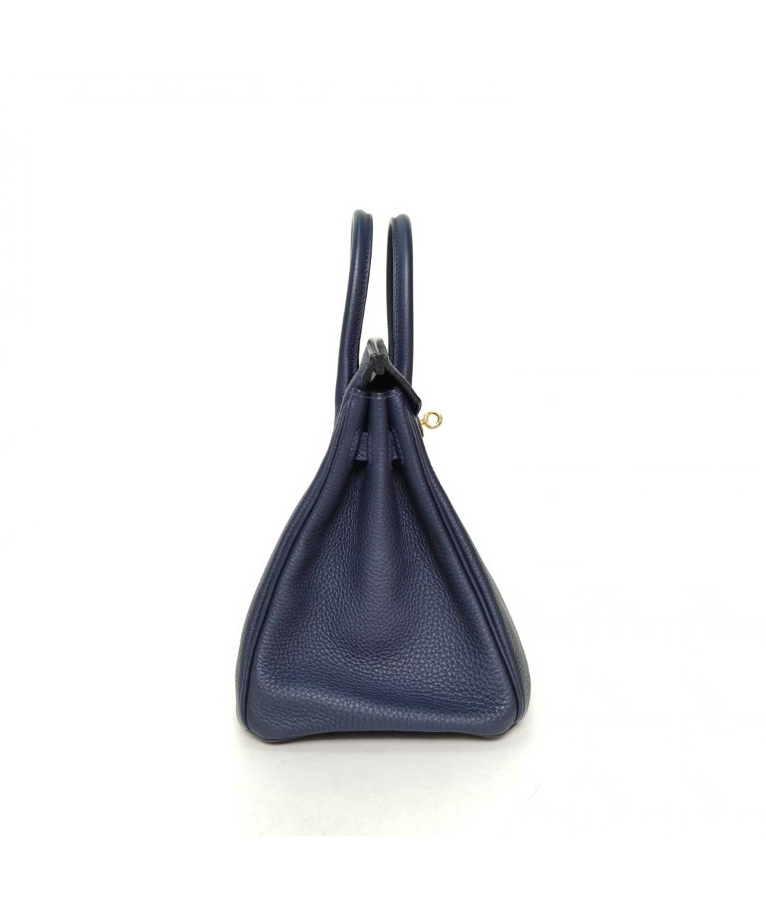 HERMES Синяя кожаная сумка с короткими ручками, фото 5