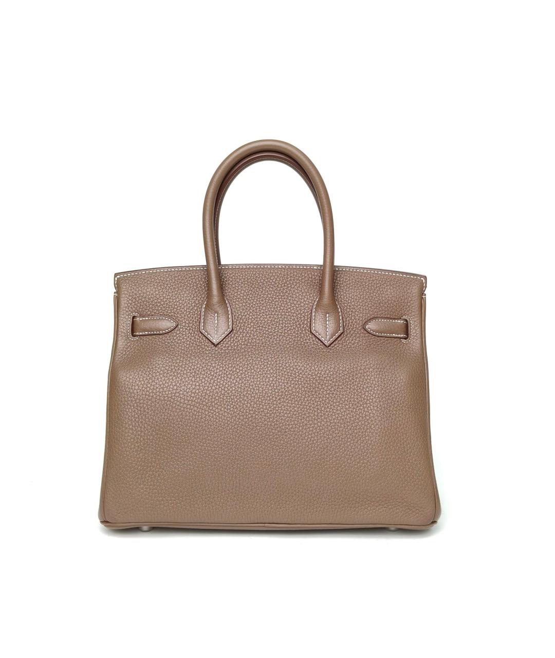 HERMES Коричневая кожаная сумка с короткими ручками, фото 4