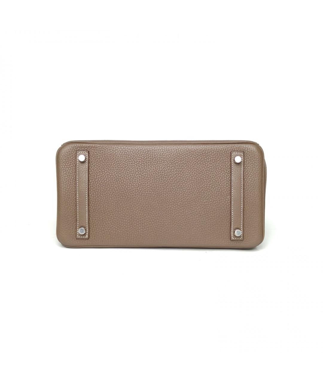 HERMES Коричневая кожаная сумка с короткими ручками, фото 6