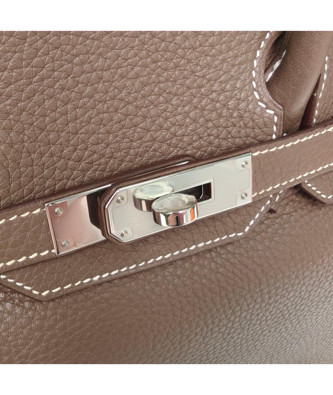 HERMES Коричневая кожаная сумка с короткими ручками, фото 7