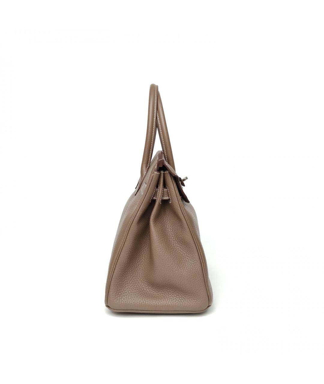 HERMES Коричневая кожаная сумка с короткими ручками, фото 5