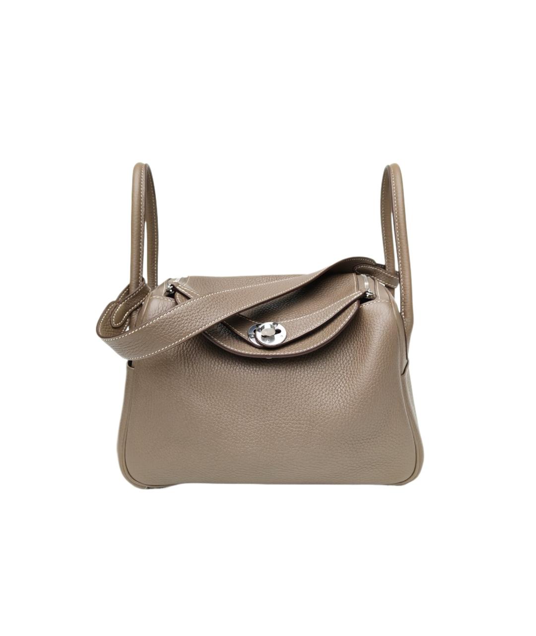 HERMES Серая кожаная сумка через плечо, фото 9