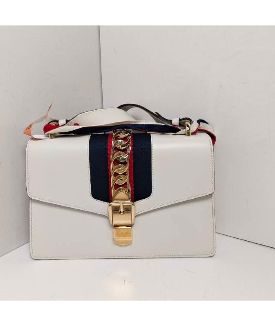 GUCCI Белая кожаная сумка через плечо, фото 9