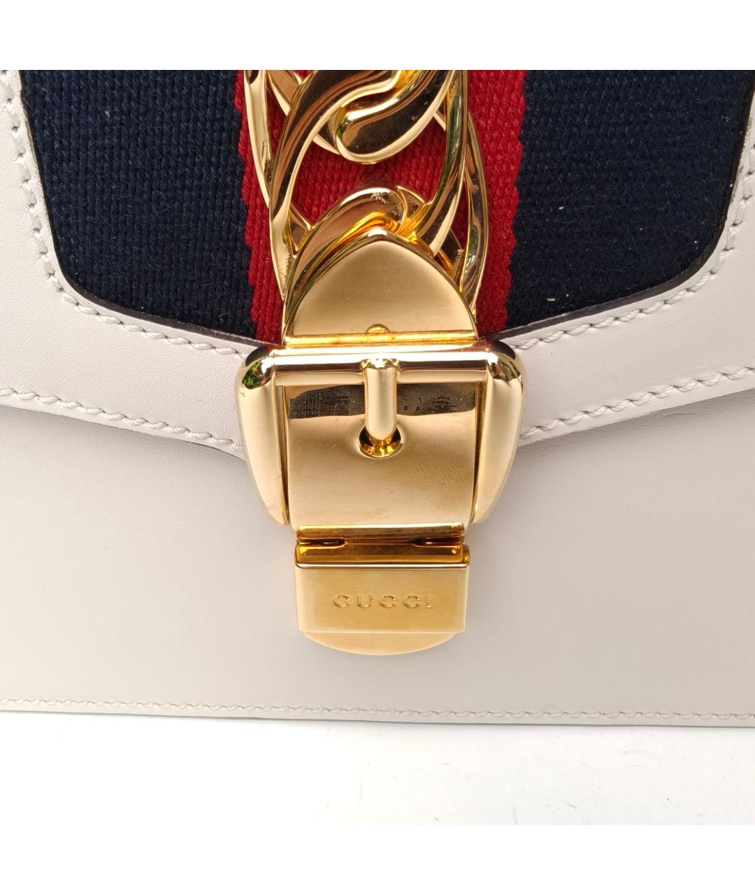 GUCCI Белая кожаная сумка через плечо, фото 8