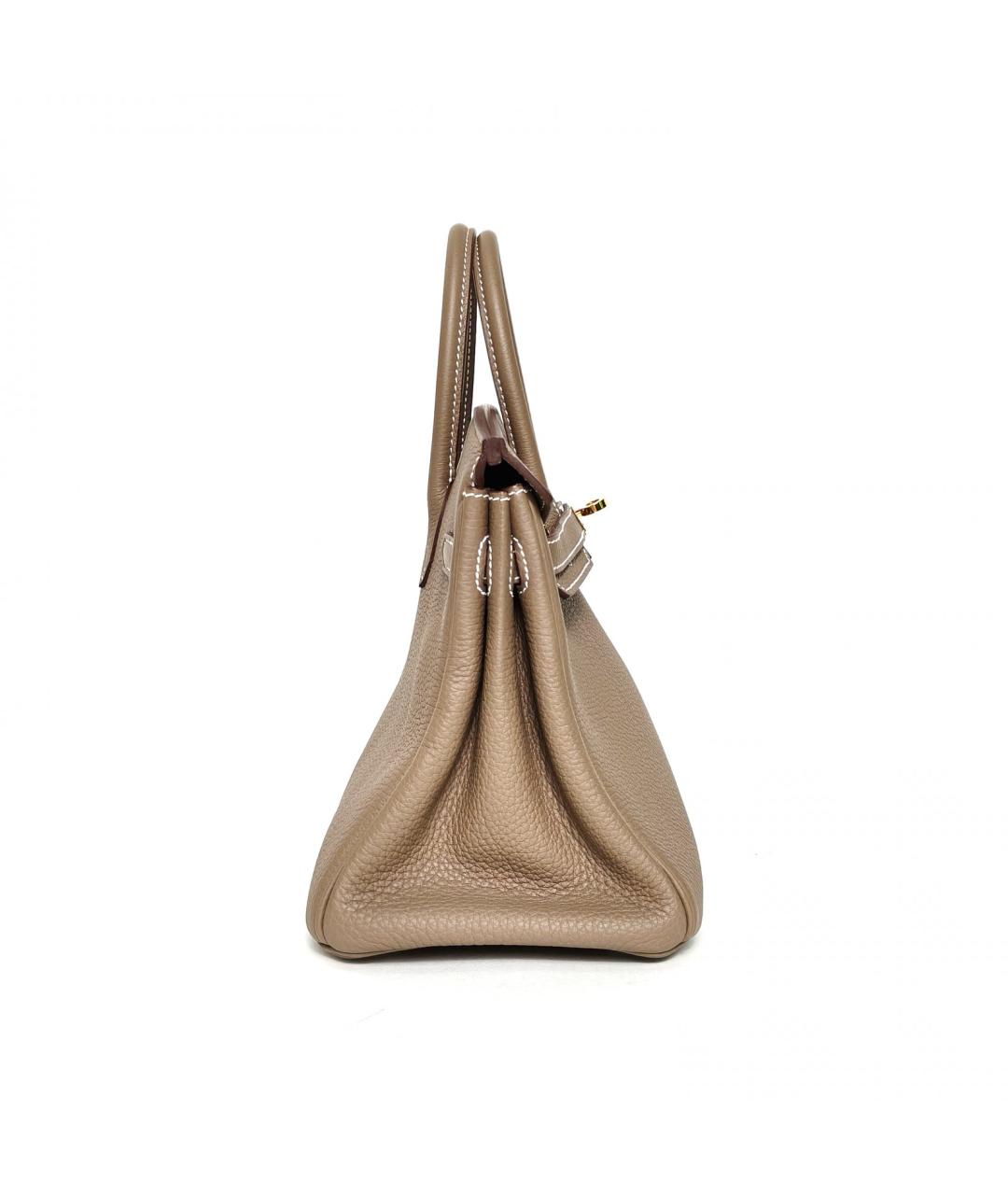 HERMES Бежевая кожаная сумка с короткими ручками, фото 2