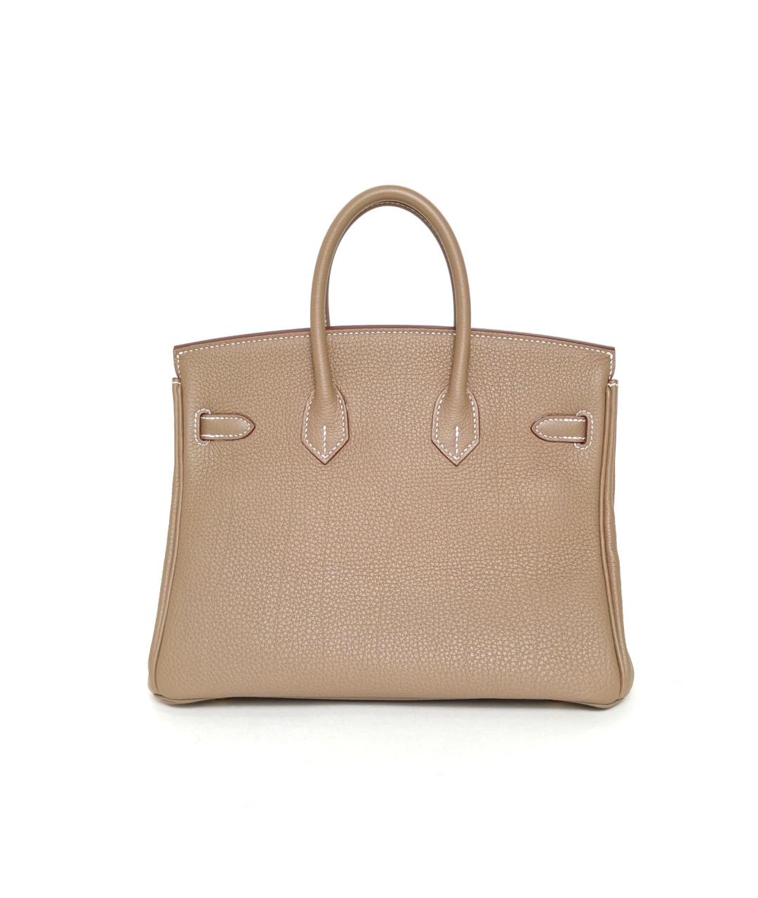 HERMES Бежевая кожаная сумка с короткими ручками, фото 3