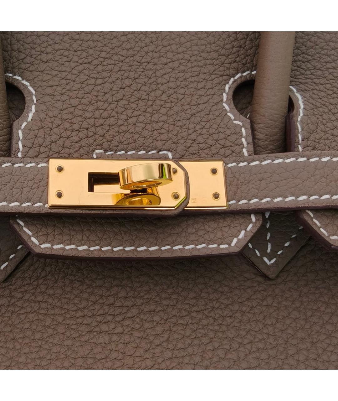 HERMES Бежевая кожаная сумка с короткими ручками, фото 6