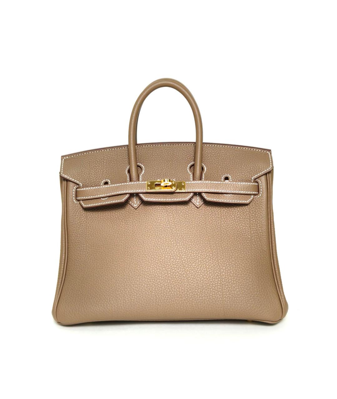 HERMES Бежевая кожаная сумка с короткими ручками, фото 8