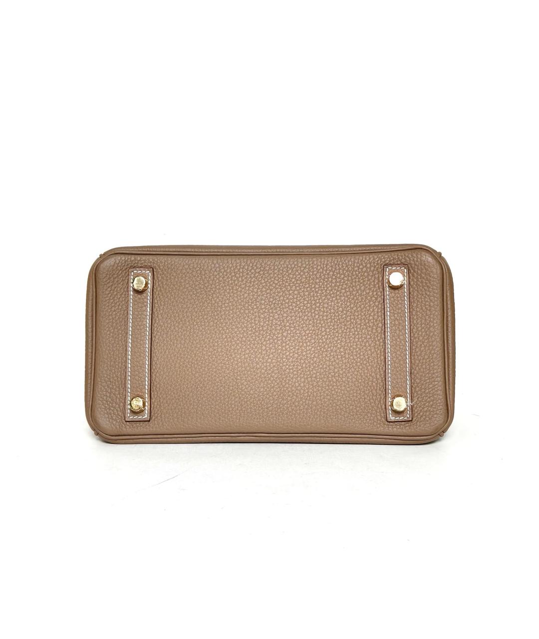 HERMES Бежевая кожаная сумка с короткими ручками, фото 5