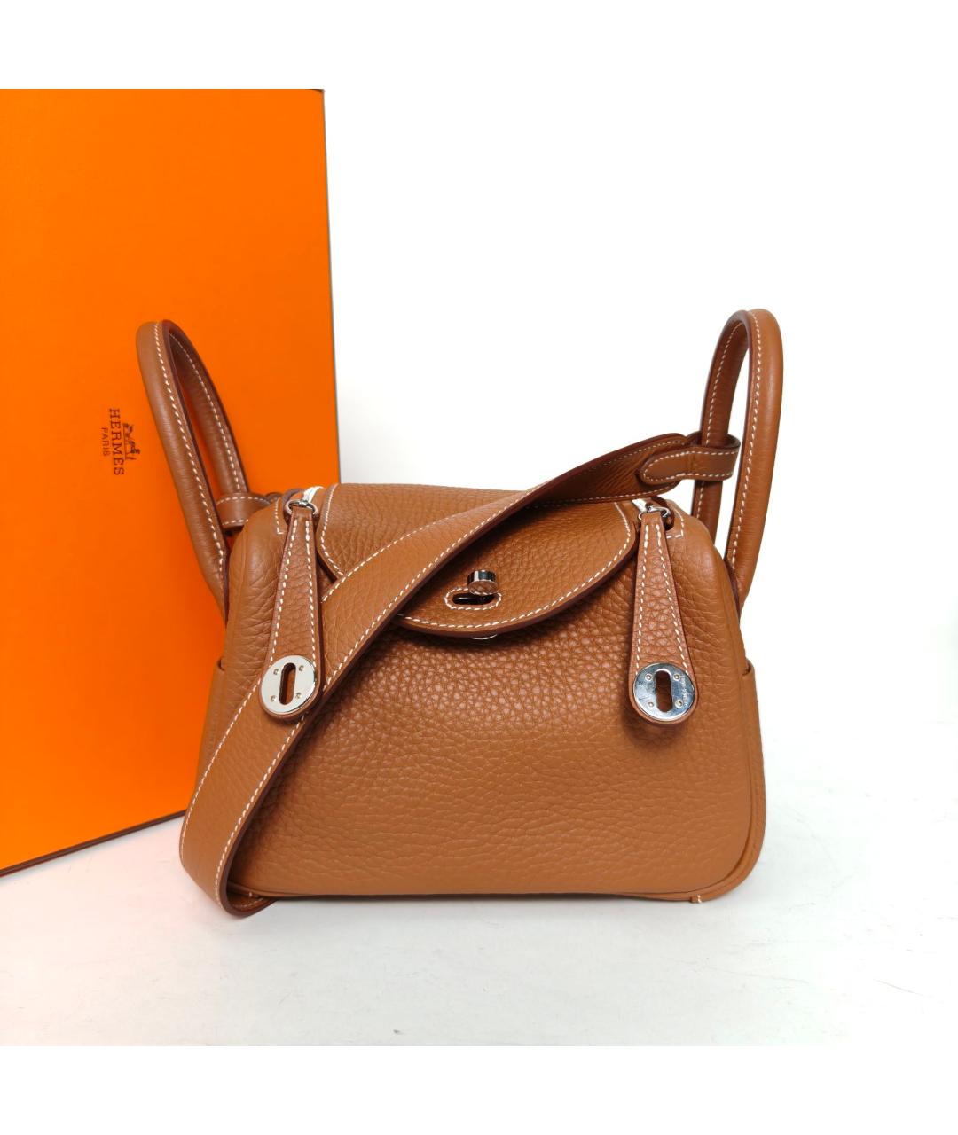 HERMES Коричневая кожаная сумка через плечо, фото 8